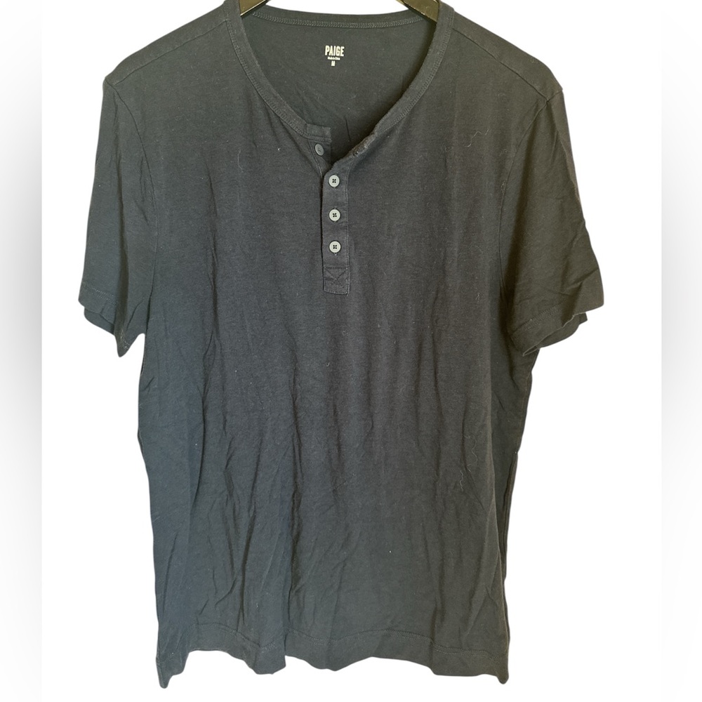 PAIGE Men's Black Henley Tee